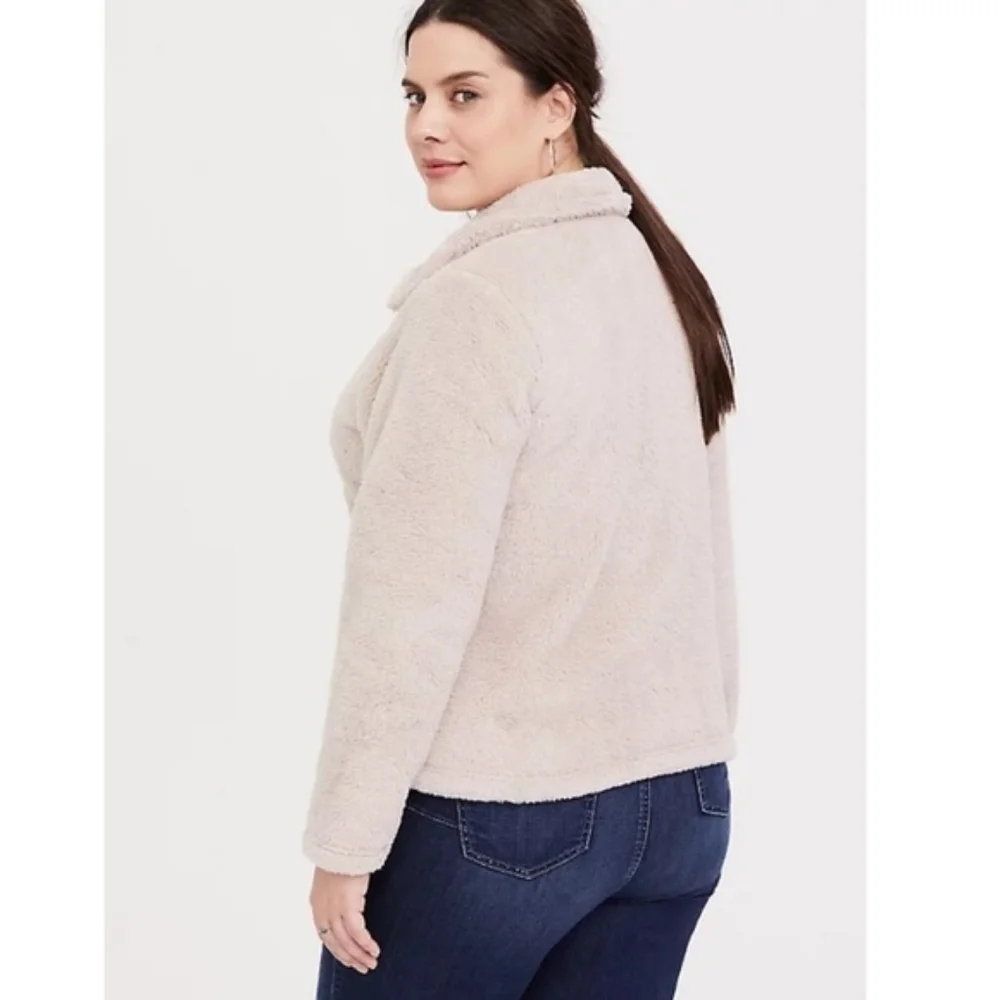 Torrid Sherpa Zip Up Jacket in Beige/Tan Size 4 (X) - Picture 3 of 11